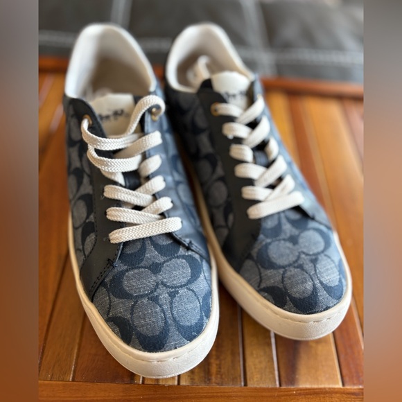 Coach Men's Clip Signature Chambray Low Top Size 7.5D CH087 Color Midnight Navy